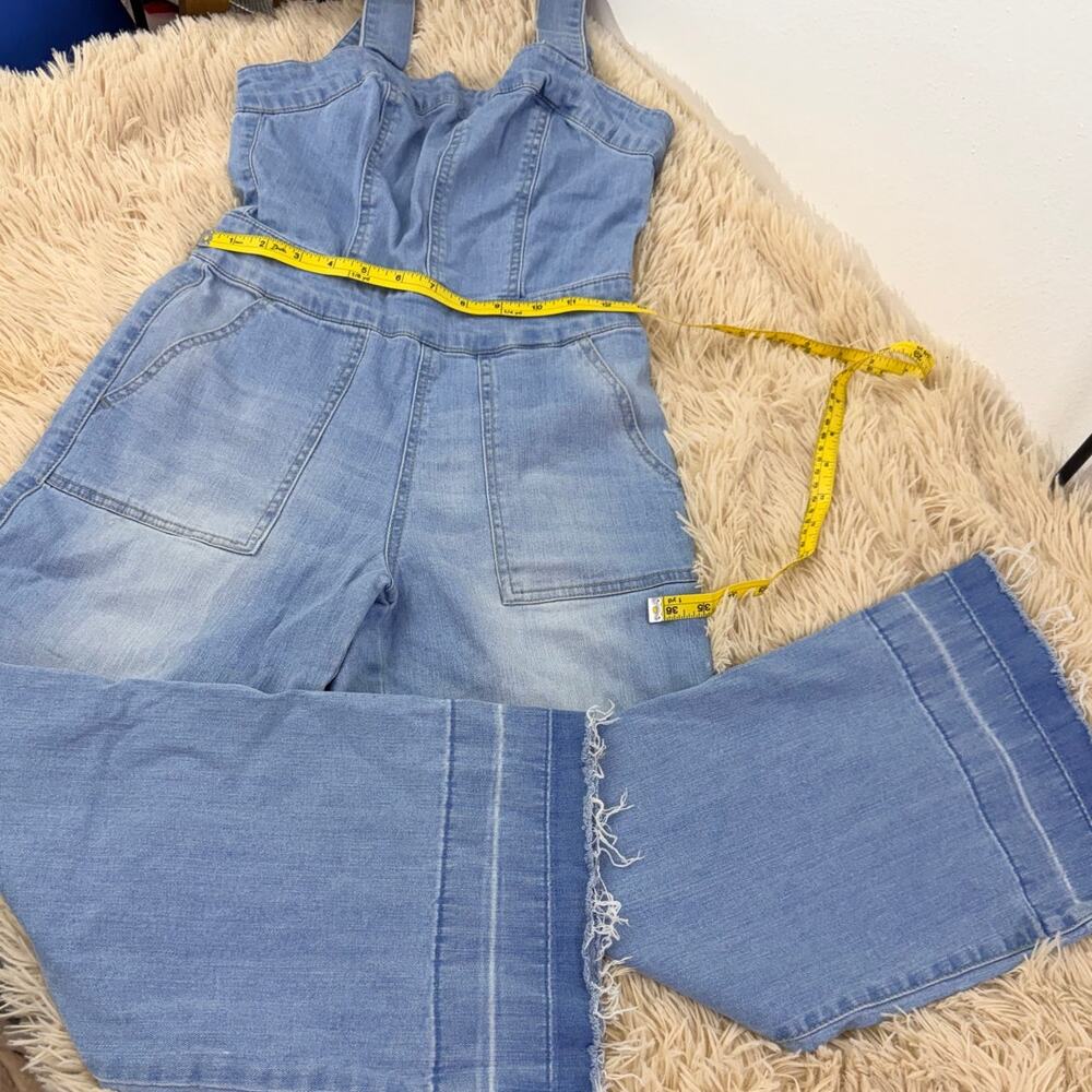 Dollhouse Denim Jumper Overalls Size 3 W26 Adjustable Straps Wide Leg